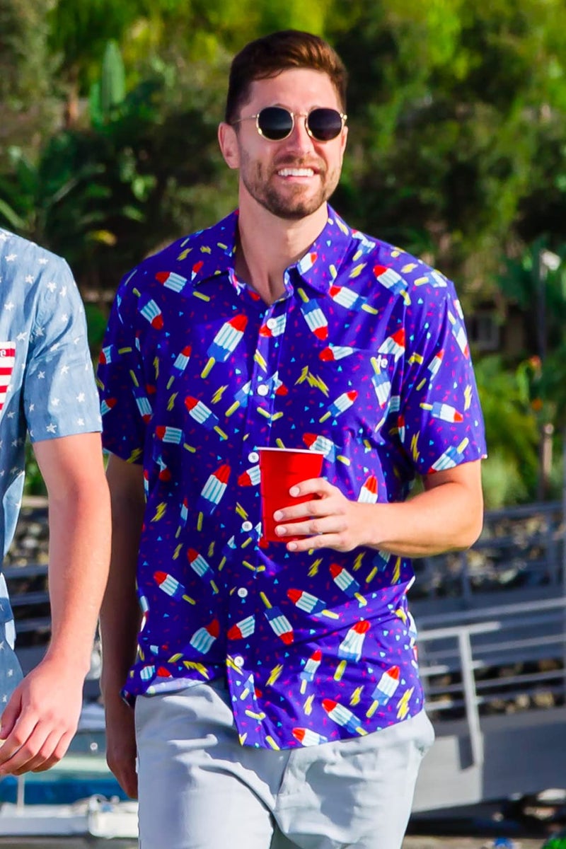 Tipsy Elves Blue Grand Finale Popsicle USA Button Down Shirt for Men Size XX-Large - Image 4
